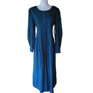 NWT 1980s Sarah Elizabeth Black & Teal‎ Boho Maxi D